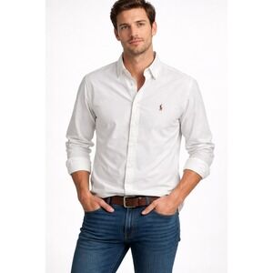 Ralph Lauren Classic Fit Mens White Button Down Shirt Pony 16.5 36/37